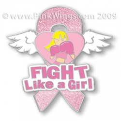 Fight Like a Girl Blonde Pink Ribbon Pin