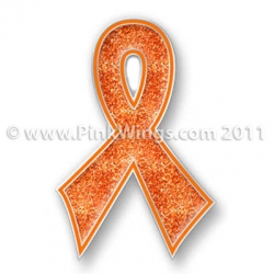 Orange Bling Pin for Leukemia Cancer Awareness